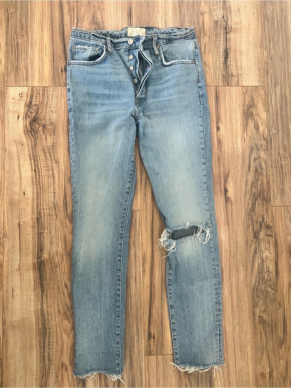 Free People Button Fly Straight Leg Jeans